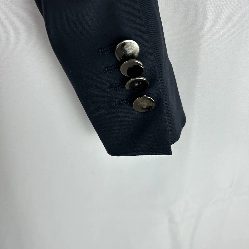 Ermenegildo Zegna Suit Jacket Mens 46 Blue‎ Solid Two Button Made In Switzerland